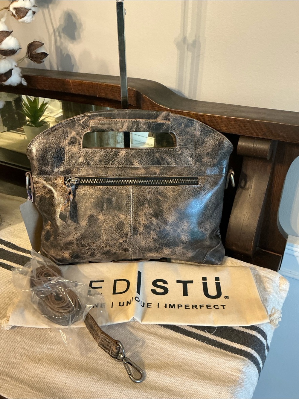 NWT Bed Stu Leather Greenway Handbag Crossbody Bag Black Lux MSRP $265 - Picture 4 of 16